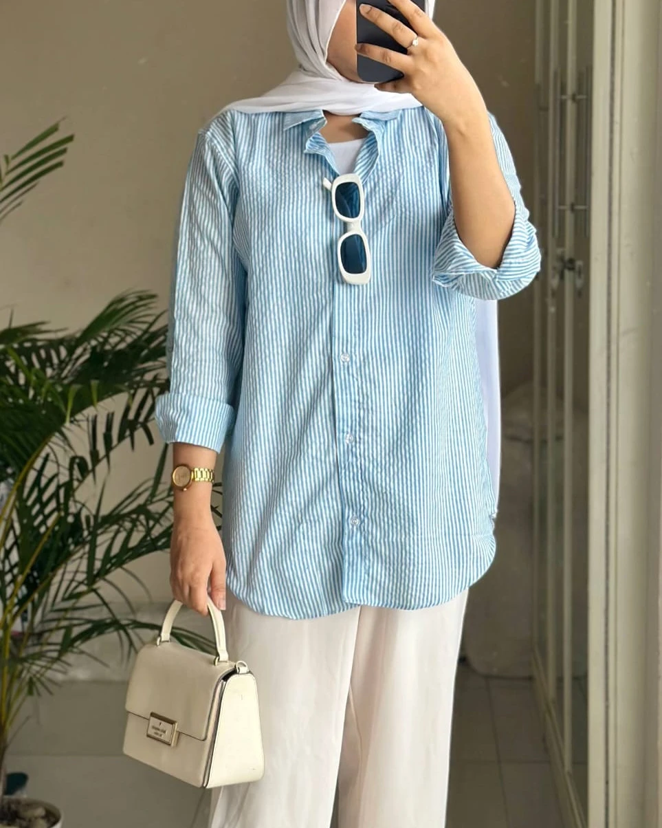 Elysian Sage Striped Mixed Cotton Shirt