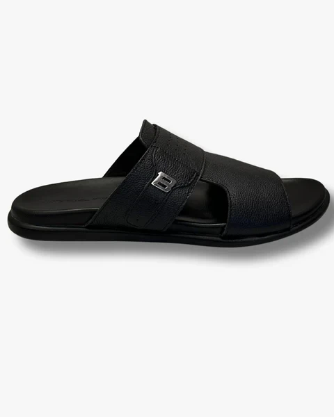 Bowling Men’s Leather Sandal Black– Lightweight PU Sole & Soft Comfort Insole