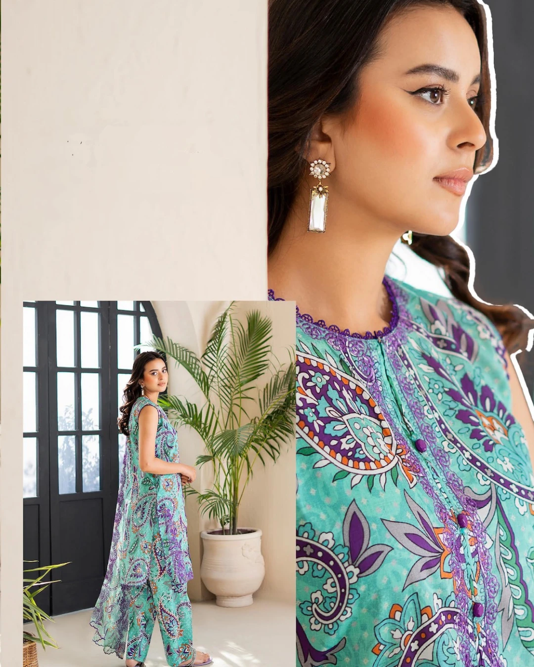 Pakistani Ziva Gull Jee Embroidered Unstitched 3 piece Lawn–Turqoise