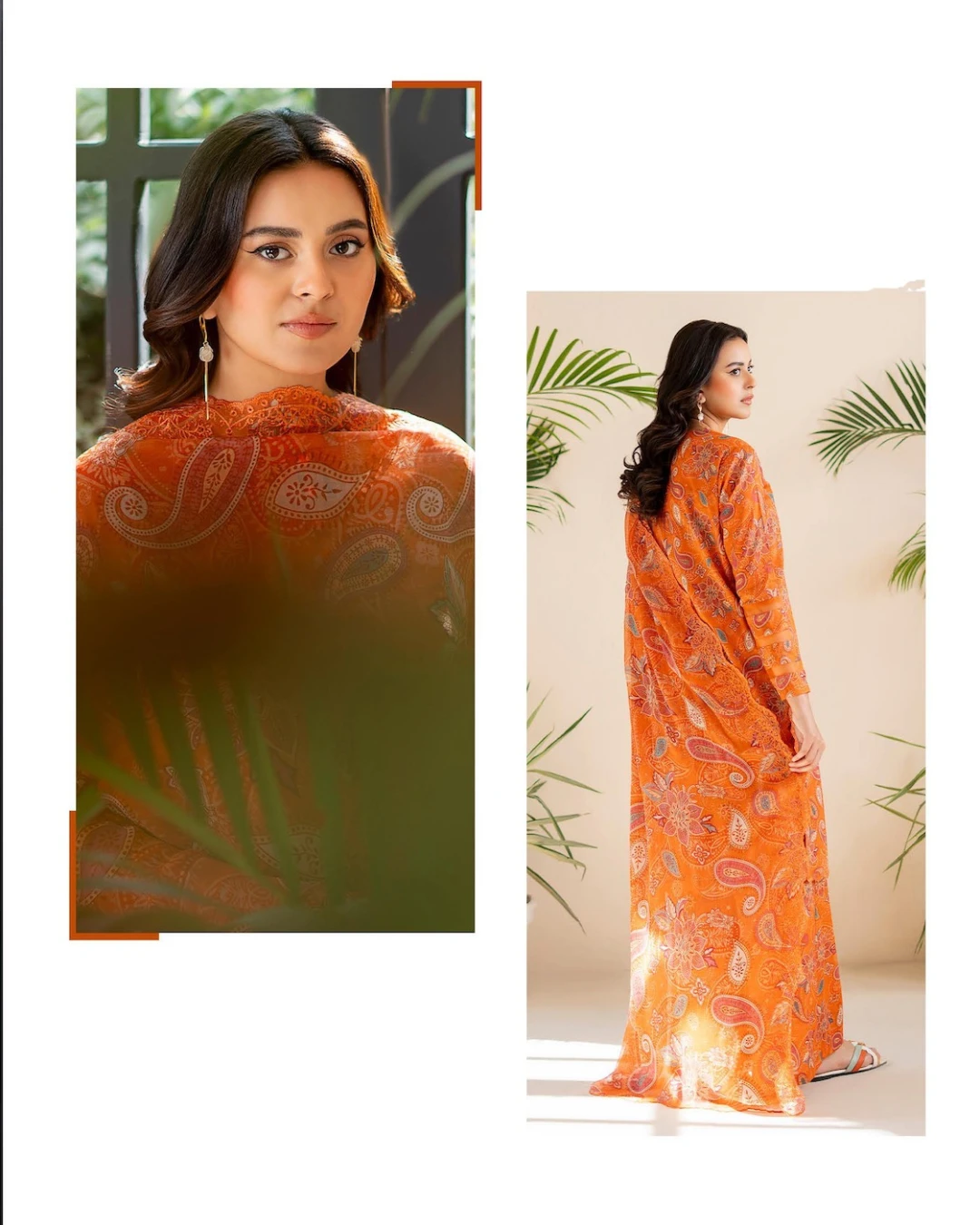 Pakistani Ziva by Gull Jee Embroidered Unstitched  3 piece Lawn– Orange