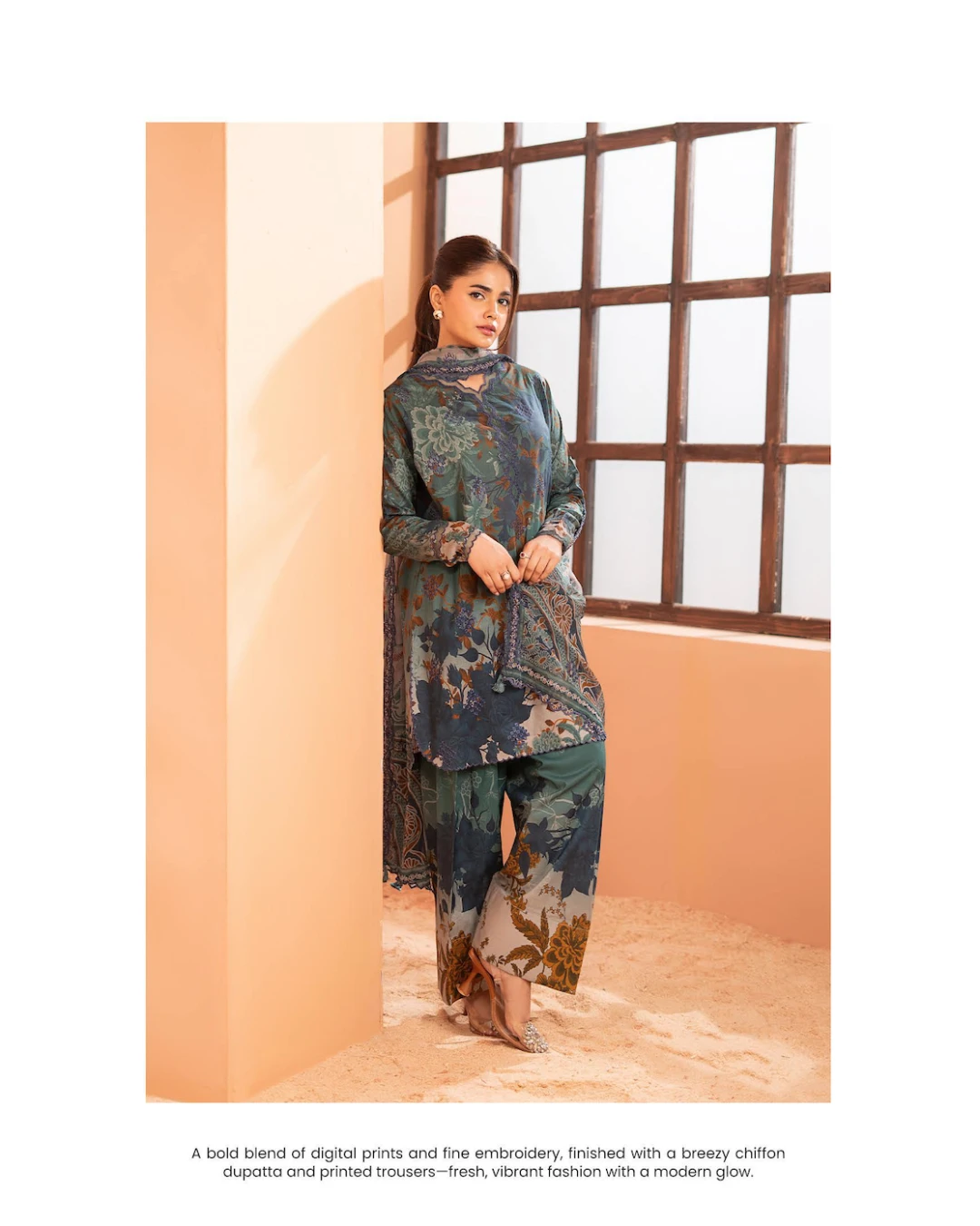 Pakistani Mishaal V3 Unstitched Three Piece Lawn -Patchoulli Green