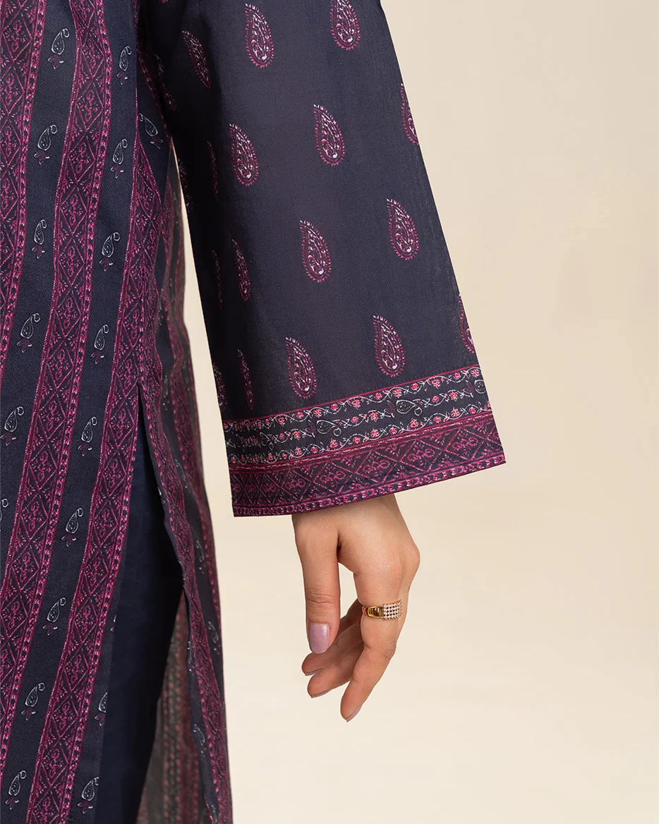 Beechtree 3 piece Unstitched Printed Lawn suit-Midnt Paisly 