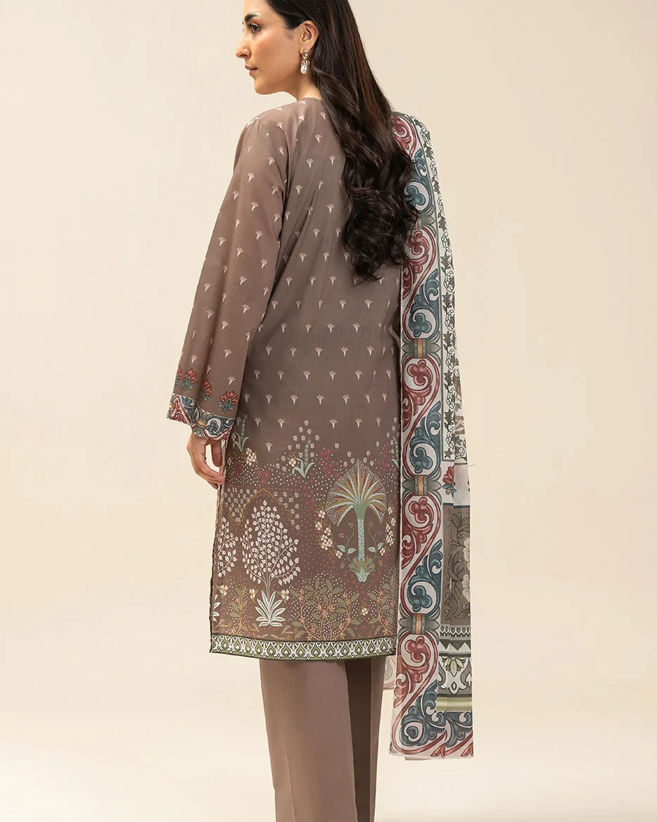 Beechtree 3 piece Unstitched Printed Lawn suit- Muted Harmony 