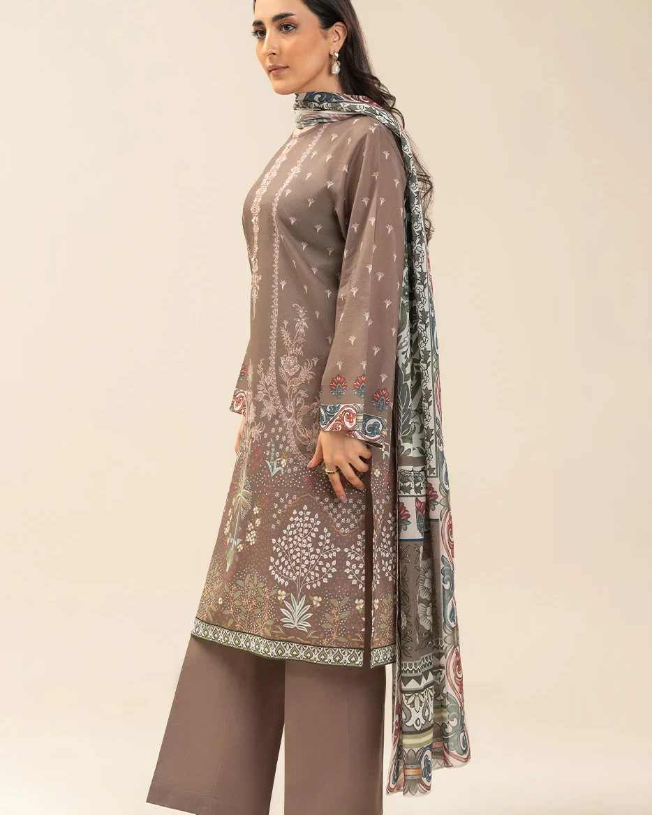 Beechtree 3 piece Unstitched Printed Lawn suit- Muted Harmony 