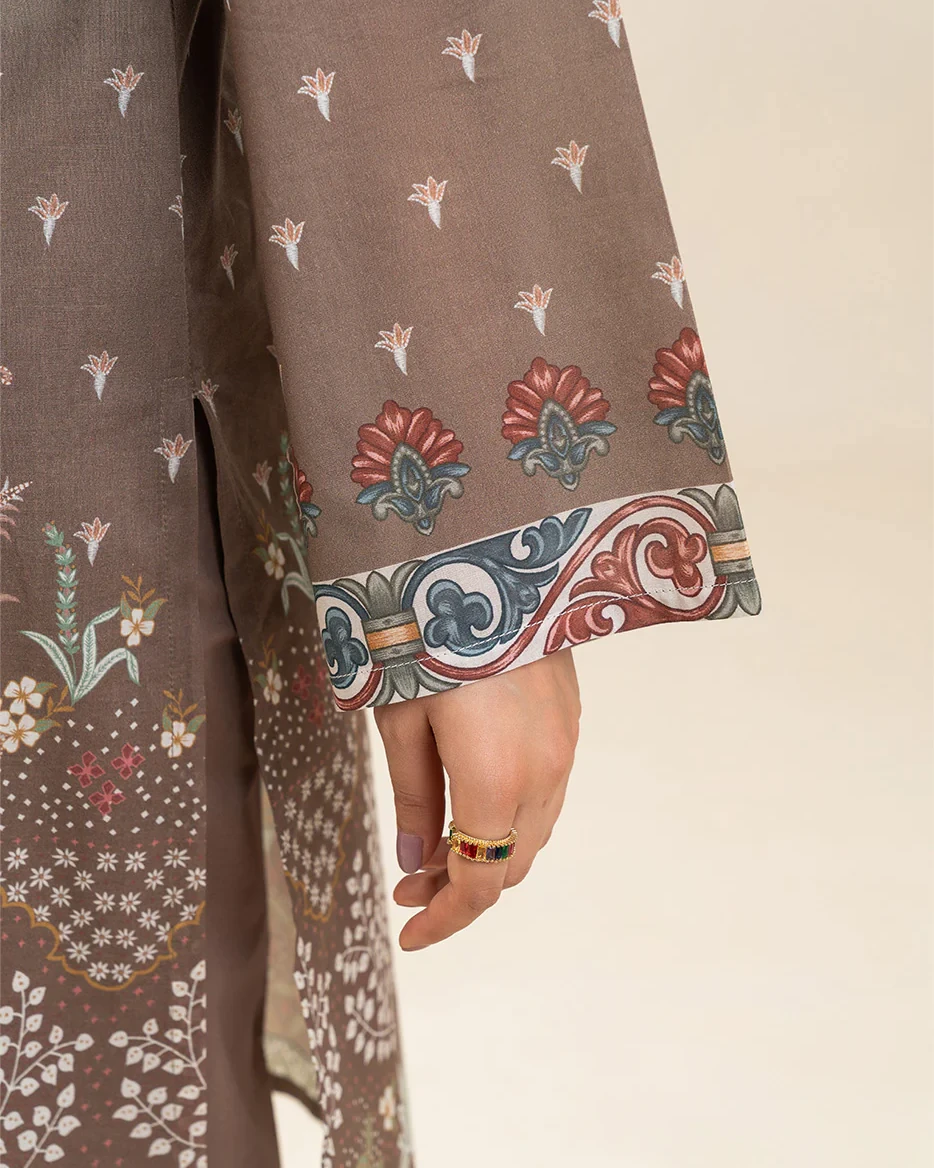 Beechtree 3 piece Unstitched Printed Lawn suit- Muted Harmony 