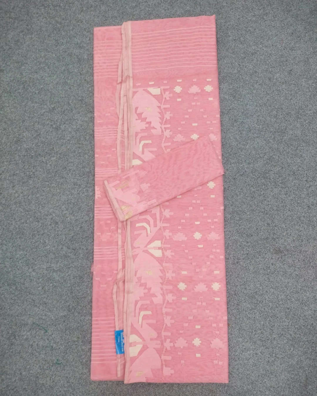 Soft Rose Pink Handloom Ransom Silk Jamdani Saree