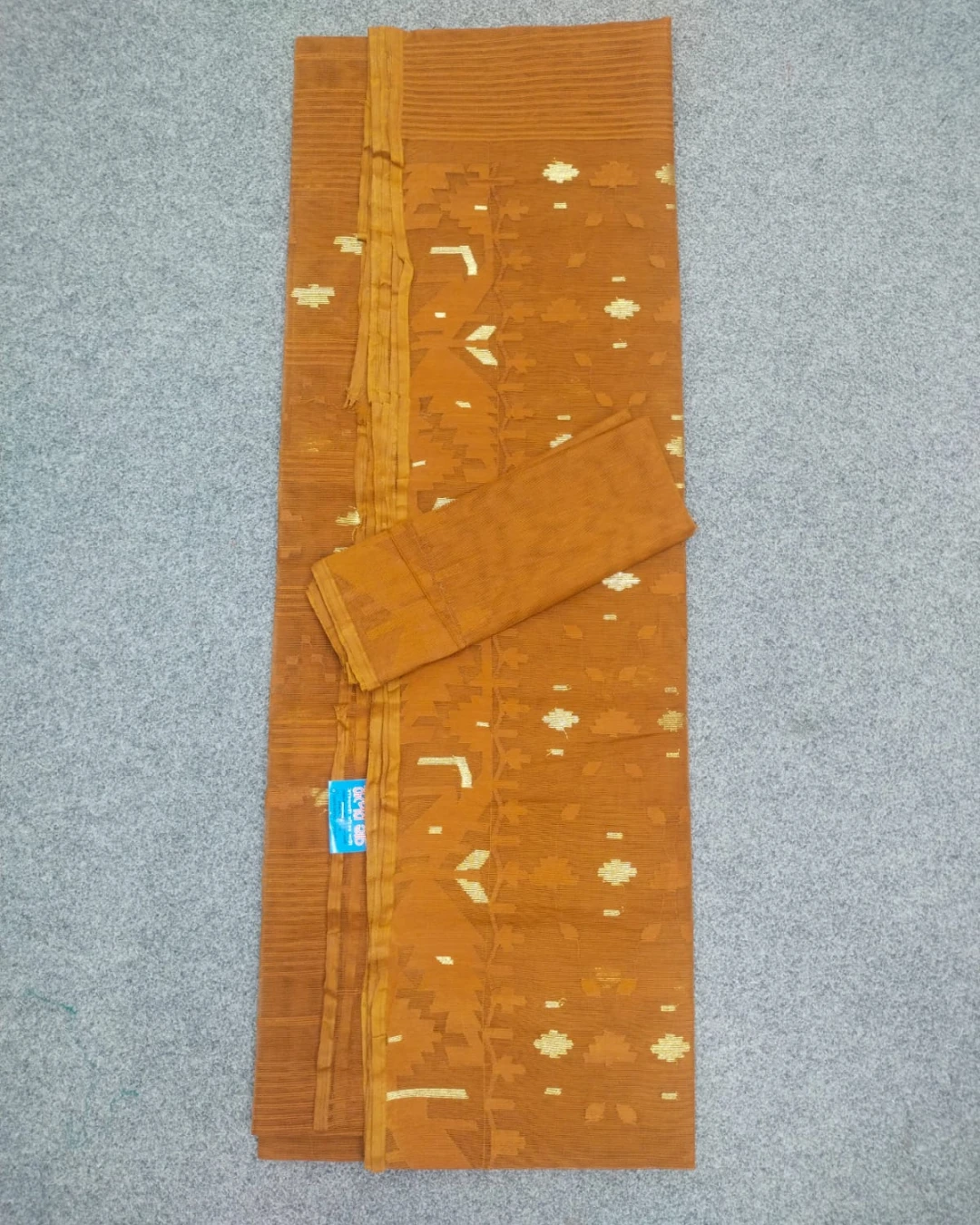 Burnt Orange Handloom Ransom Silk Jamdani Saree