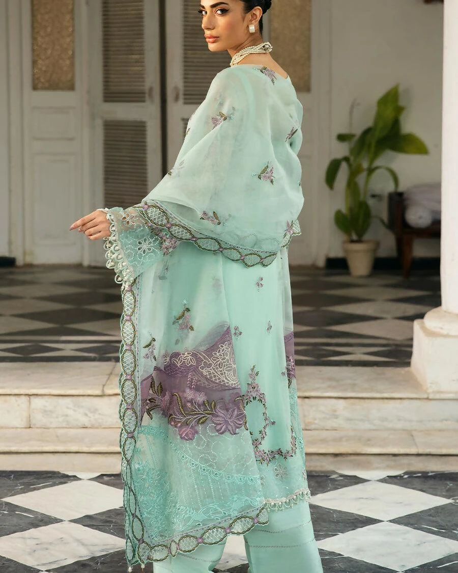 Pakistani Dastak by Ramsha Embroidered Chiffon Unstitched Three Piece - Nebula