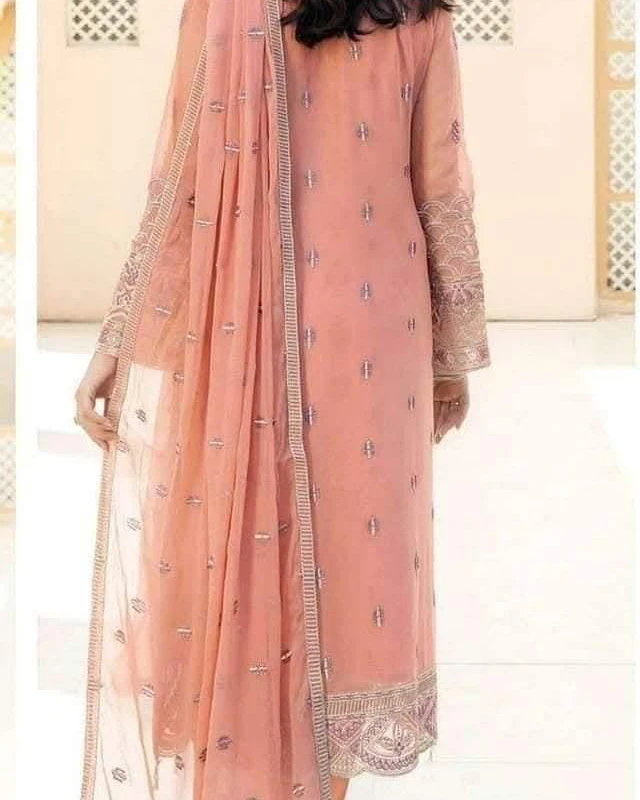 Pakistani Noor Sajni Embroidered Chiffon Unstitched Three Piece - Geraldine