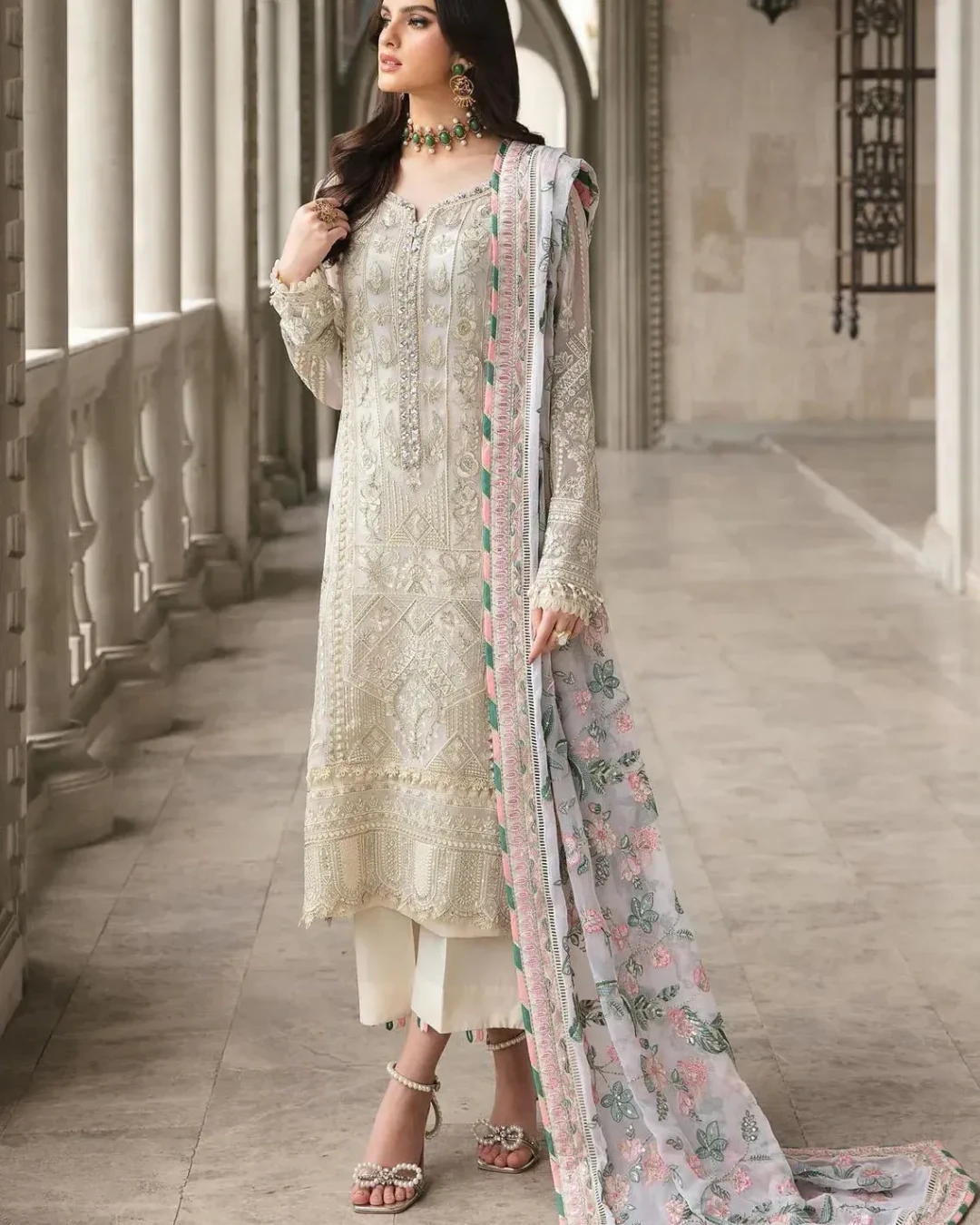 Pakistani Zaha by Gulaal Unstitched Luxury Chiffon Three Piece - Pearl Bush