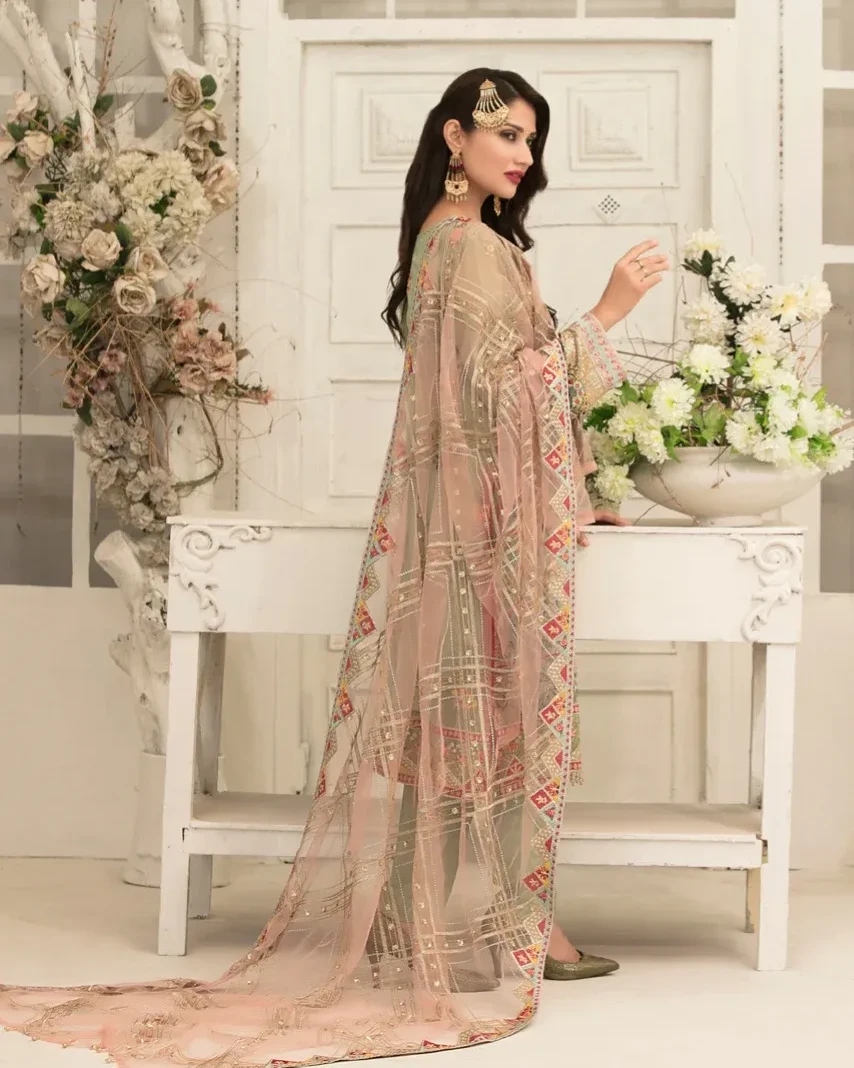Pakistani Tasavvur Unstitched Luxury Chiffon Three Piece - Green Smoke