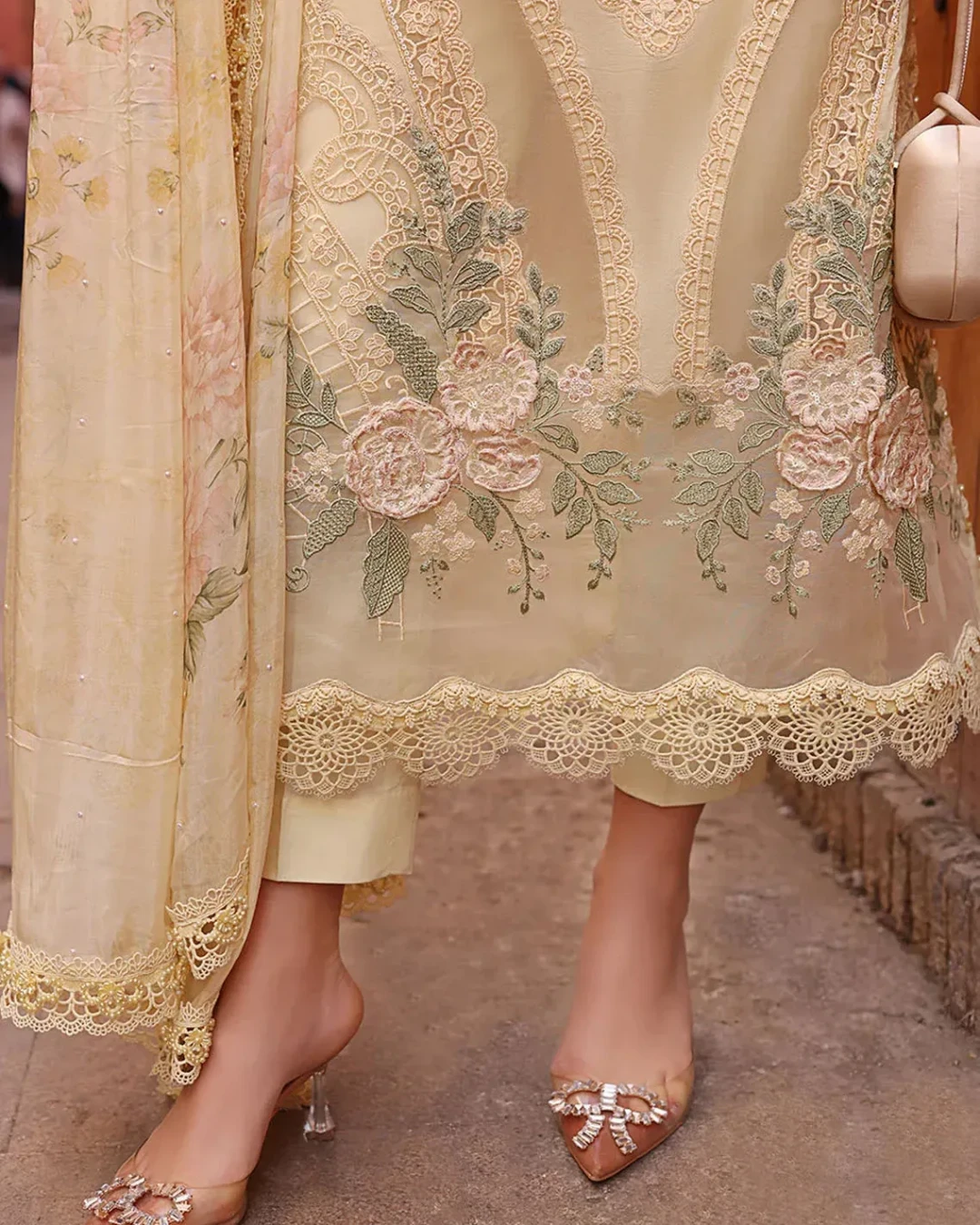 Pakistani Shareef Khanani Unstitched Luxury Chiffon Three Piece - Pavlova
