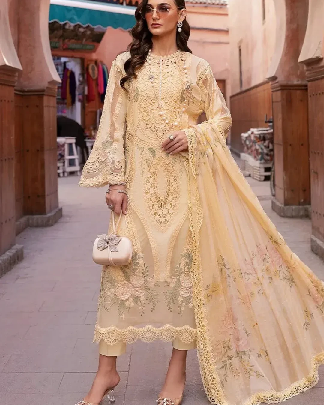 Pakistani Shareef Khanani Unstitched Luxury Chiffon Three Piece - Pavlova