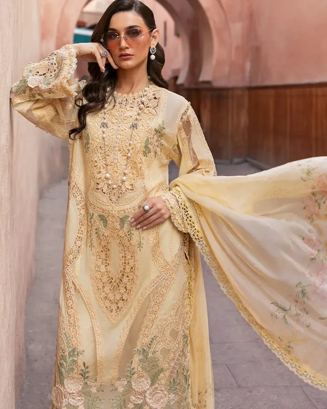 Pakistani Shareef Khanani Unstitched Luxury Chiffon Three Piece - Pavlova