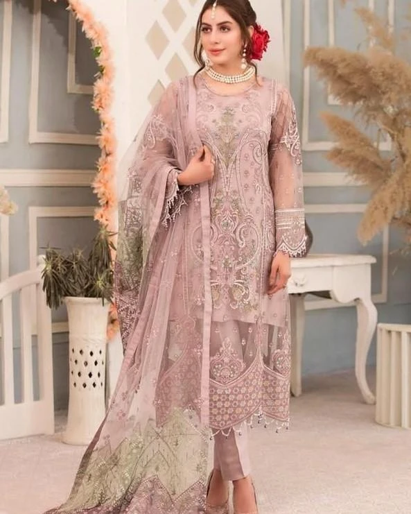 Pakistani Que Sera Unstitched Luxury Chiffon Three Piece - Blossom