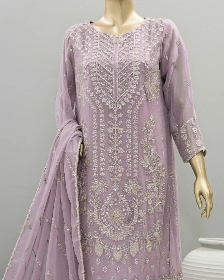 Pakistani Lavish Heavy Worked Unstitched Chiffon Three Piece - Venus