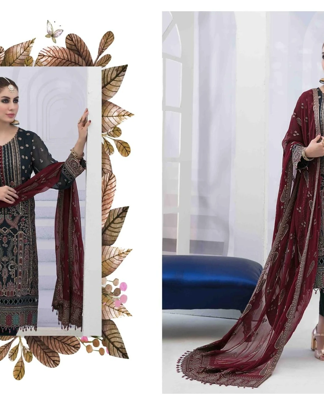 Pakistani Fepic Unstitched Luxury Chiffon Three Piece - Firefly