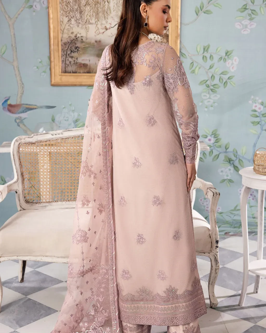 Pakistani Iznik Chinon Unstitched Luxury Chiffon Three Piece - Rose Fog