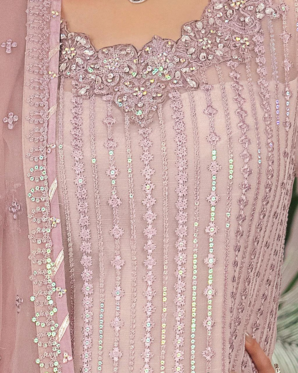 Pakistani Iznik Chinon Unstitched Luxury Chiffon Three Piece - Rose Fog