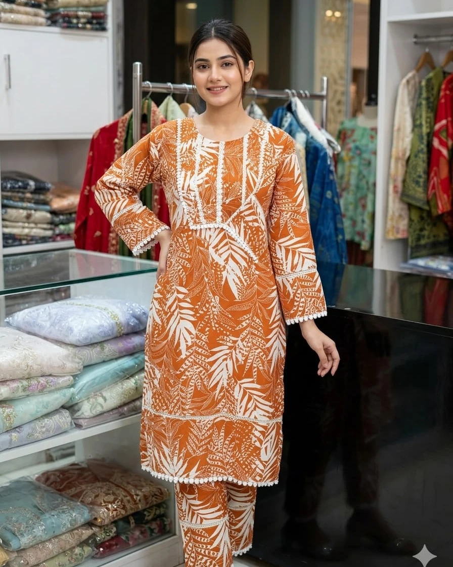 Riya Rust Terracotta Tropical Soft Linen 2-Piece Co-Ord Set