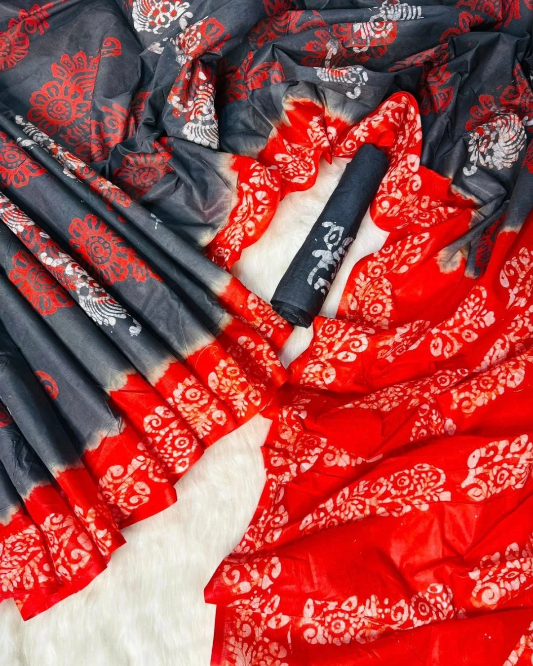 Tangail Tat Cotton Batik Print Saree-1