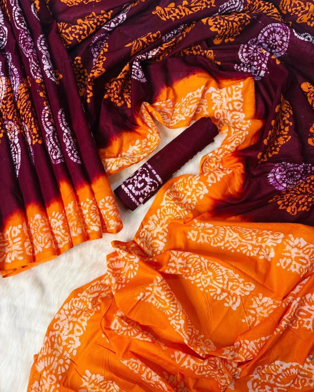 Tangail Tat Cotton Batik Print Saree-4