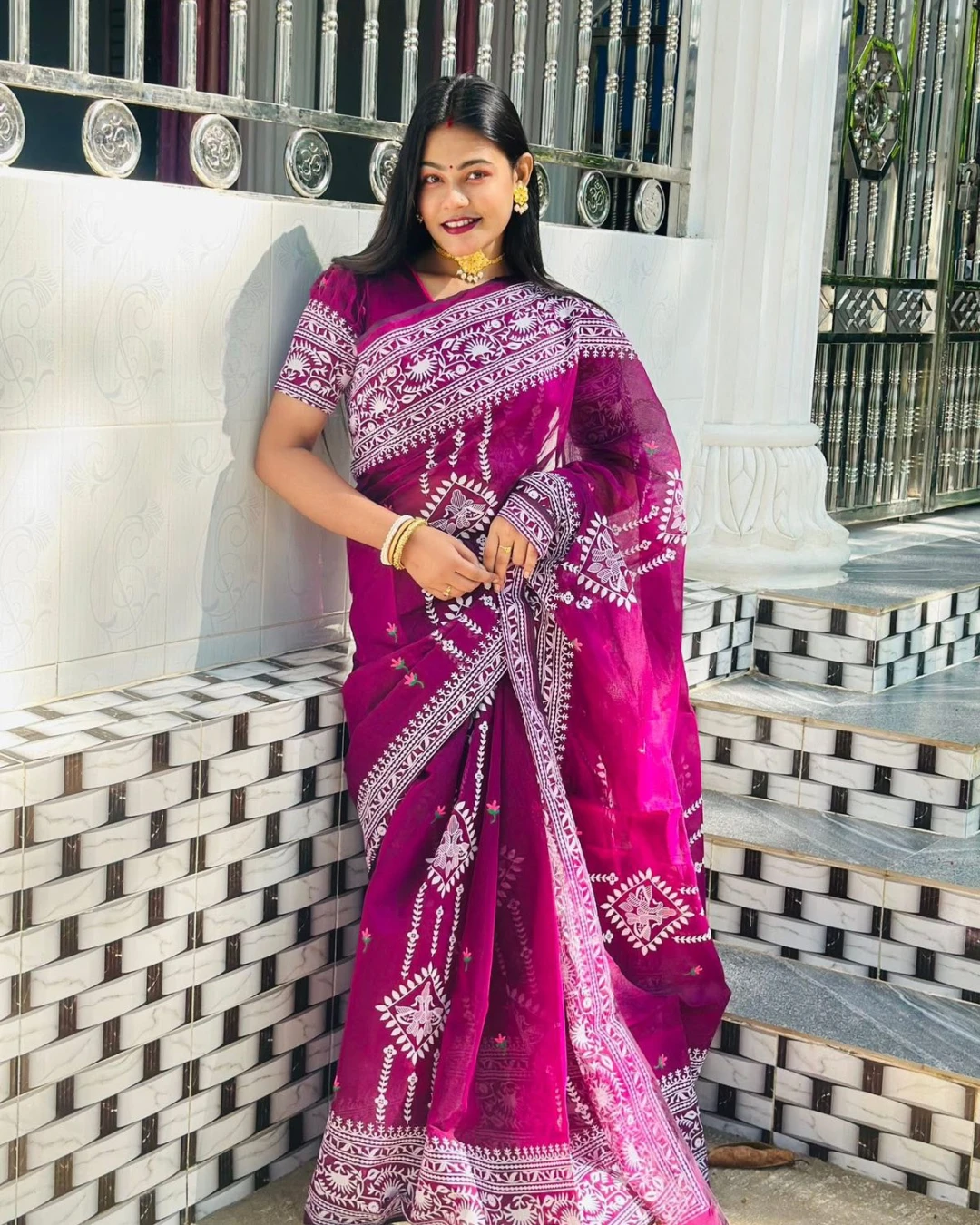 Women's Tangail Tat Trendy Afsan Print Saree-1