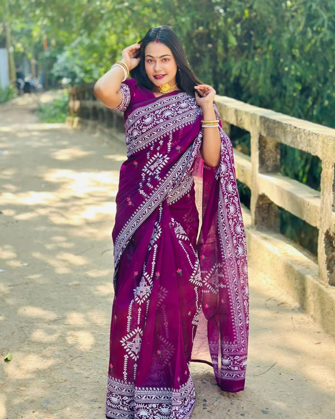 Women's Tangail Tat Trendy Afsan Print Saree-1