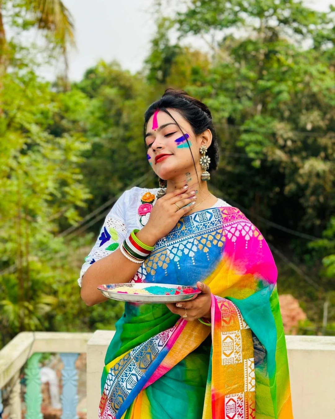 Women's Puja Special Rangdhonu Print Saree
