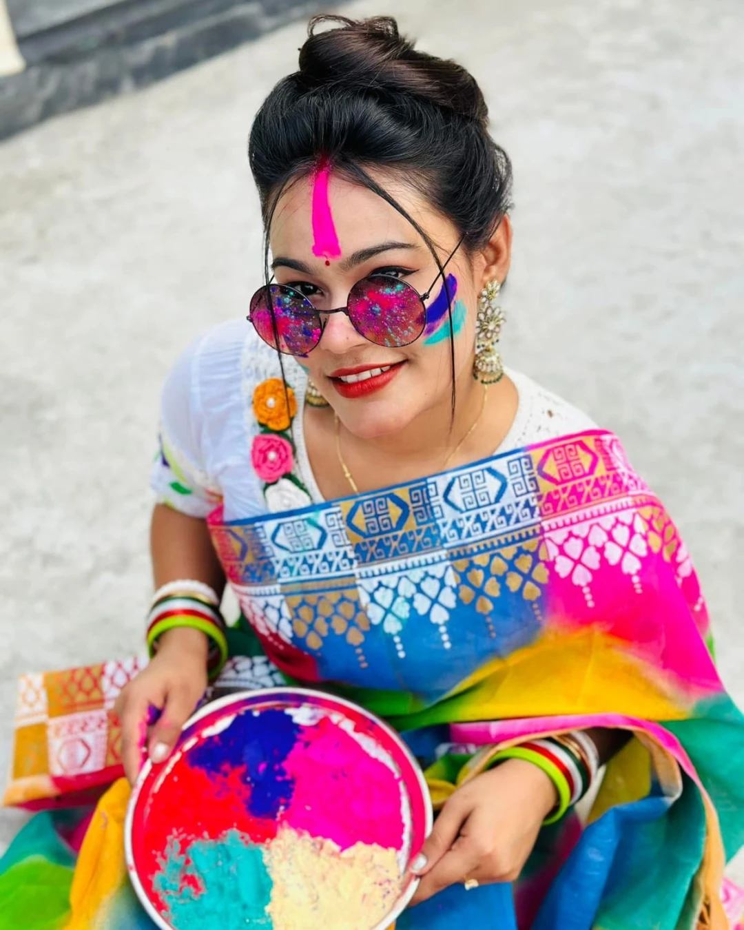 Women's Puja Special Rangdhonu Print Saree