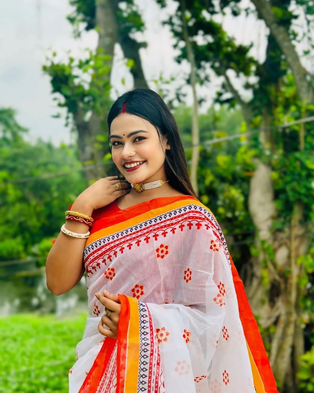 Women's Tangail Tat Trendy Afsan Print Saree 3