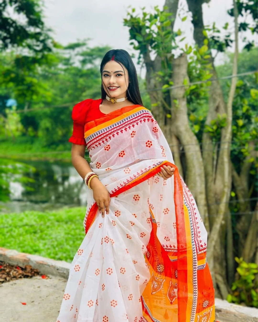 Women's Tangail Tat Trendy Afsan Print Saree 3