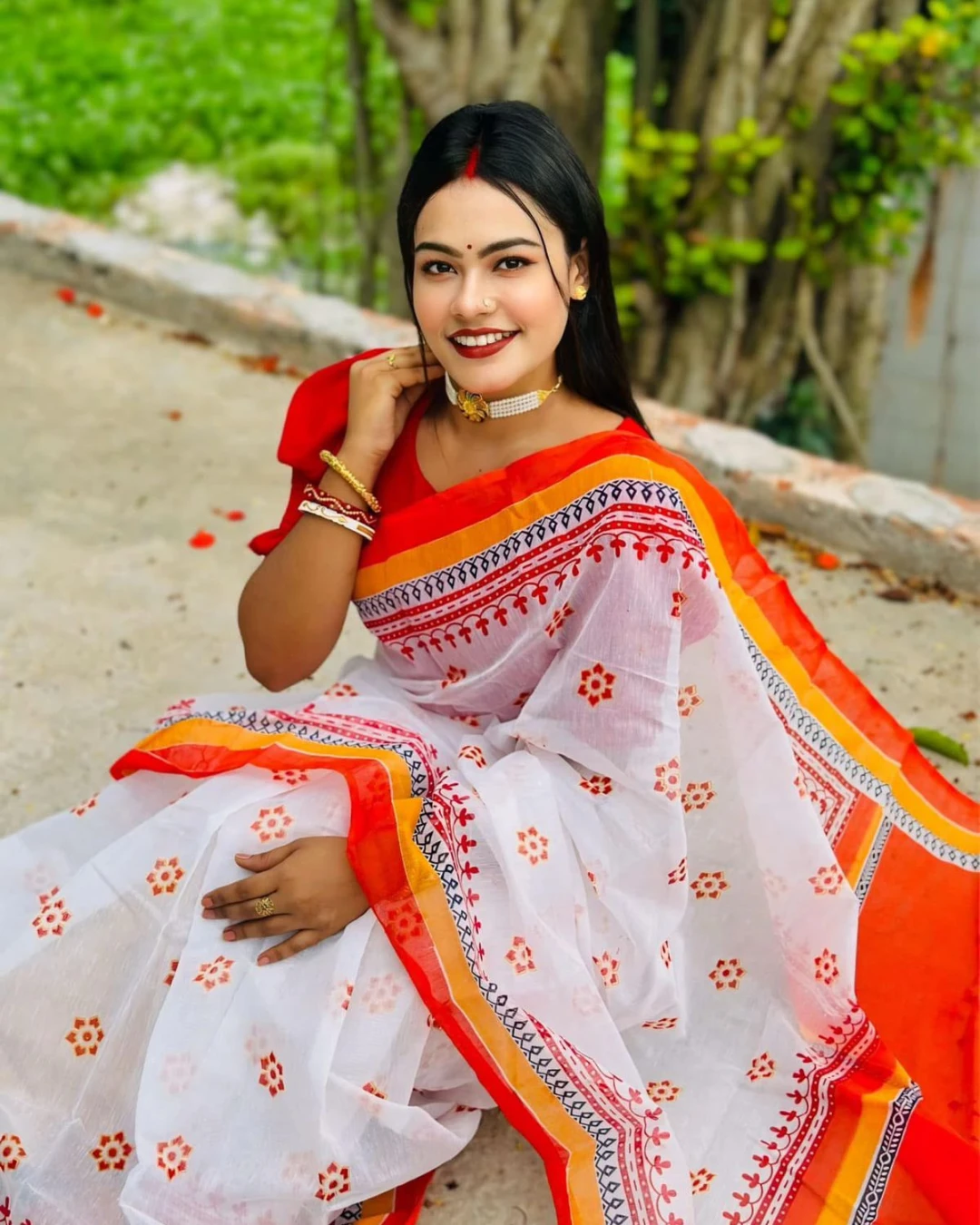 Women's Tangail Tat Trendy Afsan Print Saree 3