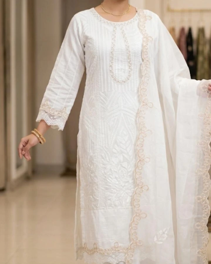 Exclusive Embroidered Organza 3-Piece Suit