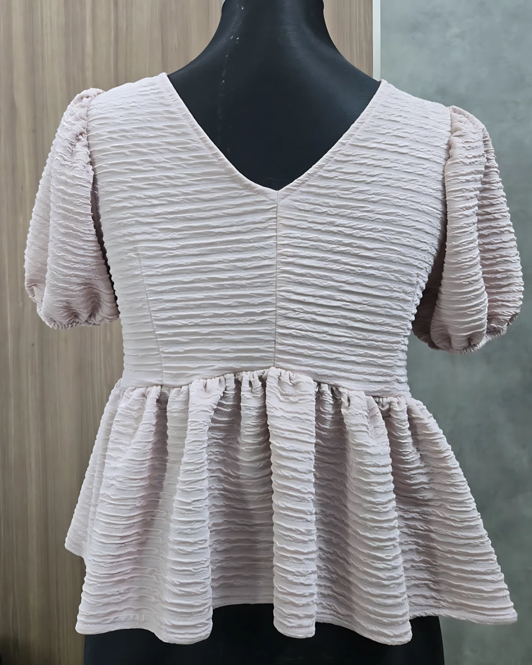 Imported Textured Twist-Front Puff Sleeve Top - Star Dust (Thailand)