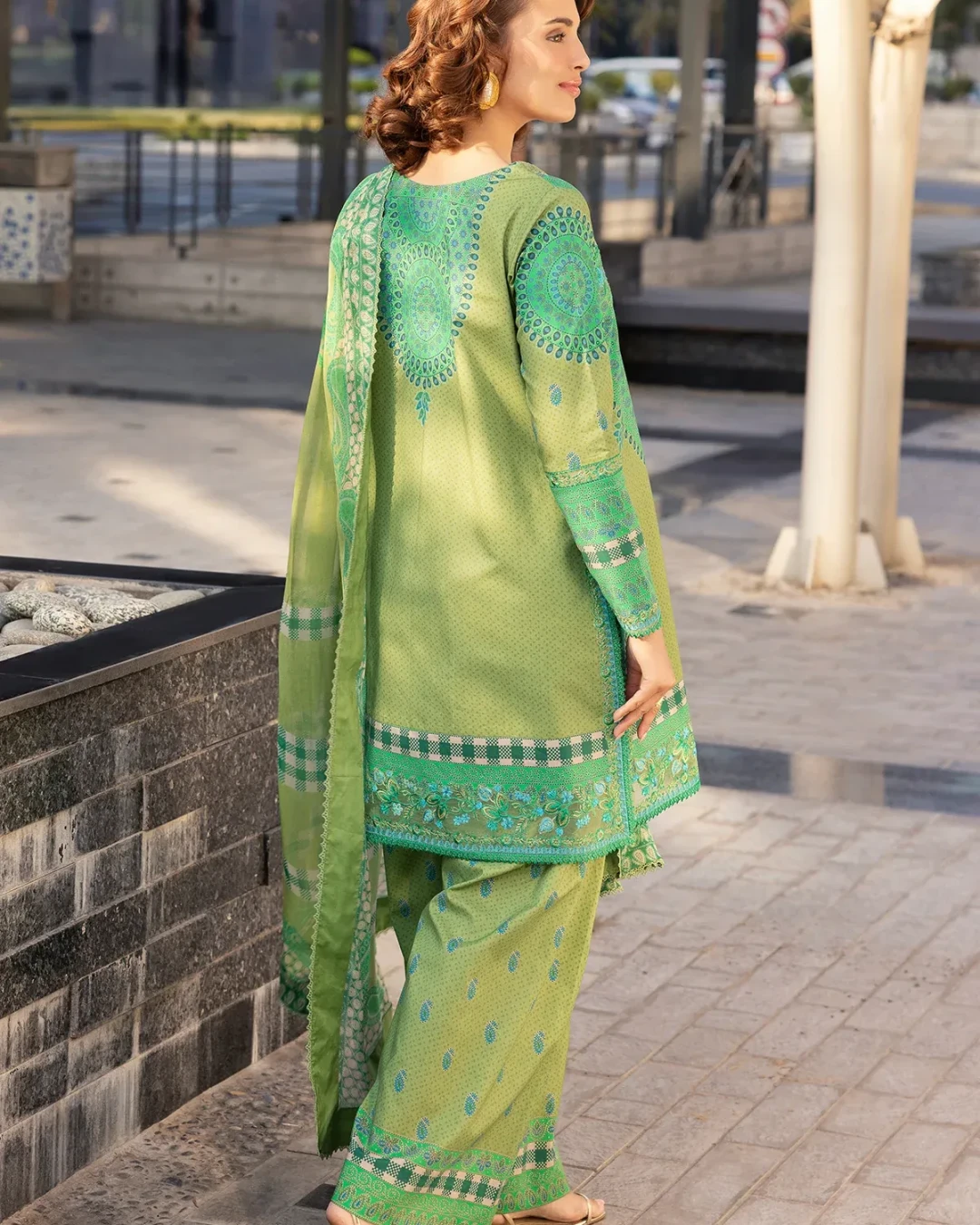 Olive Harmony Embroidered Lawn Three-Piece Suit