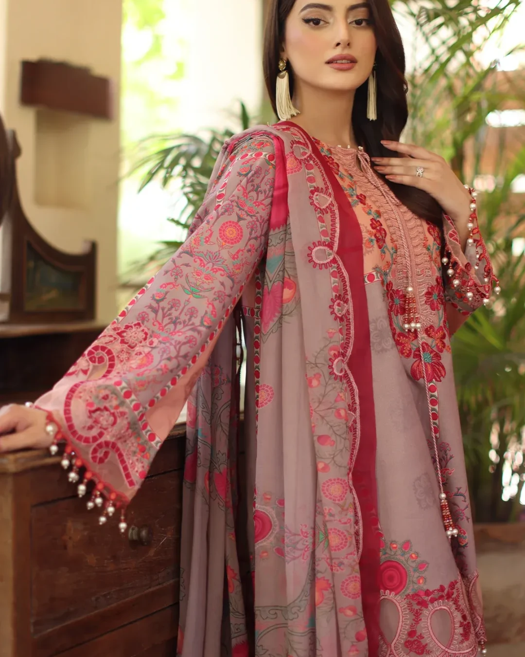 Oriental Rose Embroidered Lawn Three-Piece Suit
