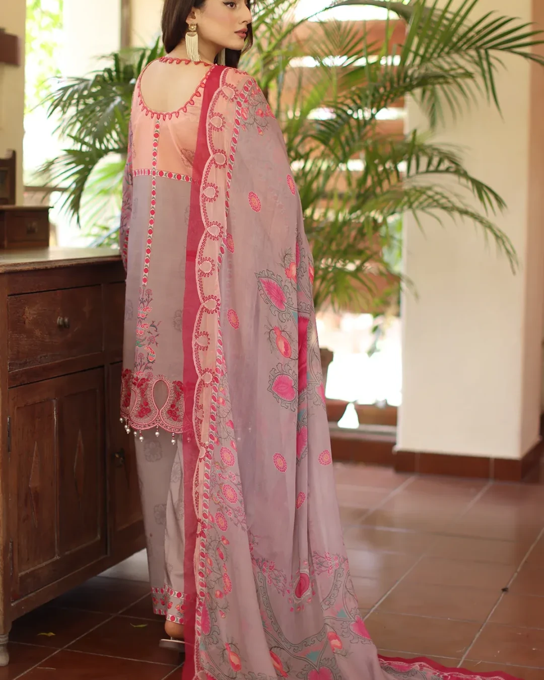 Oriental Rose Embroidered Lawn Three-Piece Suit