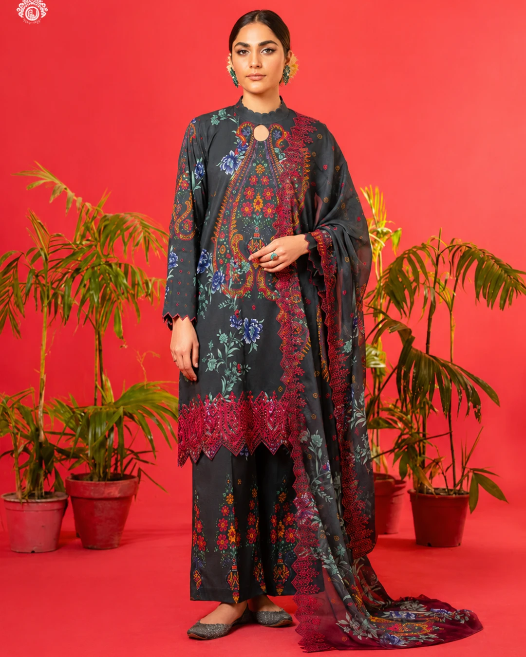 Thunder Twilight Luxury Embroidered Lawn Three-Piece Suit
