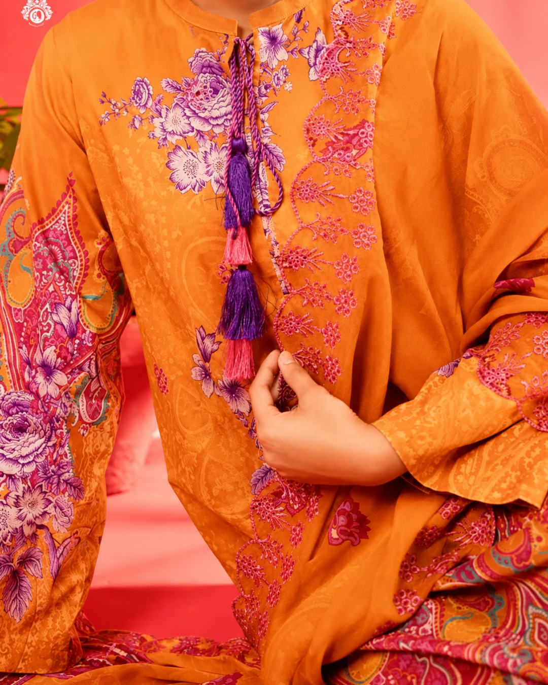 Pale Tangerine Luxury Embroidered Lawn Three-Piece Suit