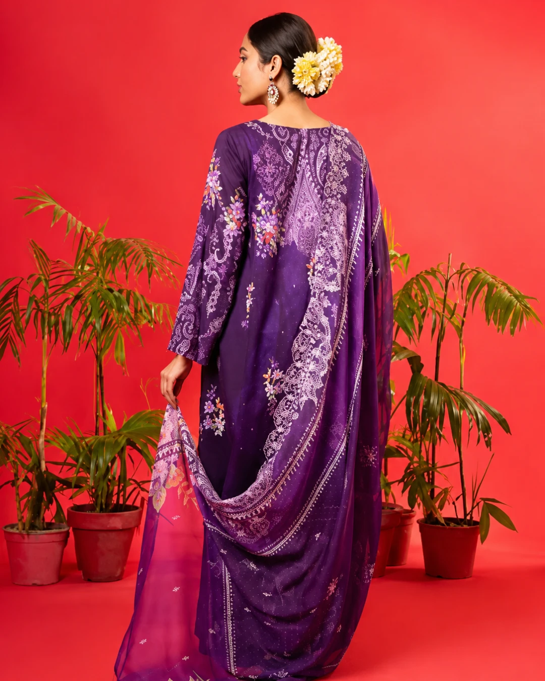 Imperial Grape Luxury Embroidered Lawn Three-Piece Suit