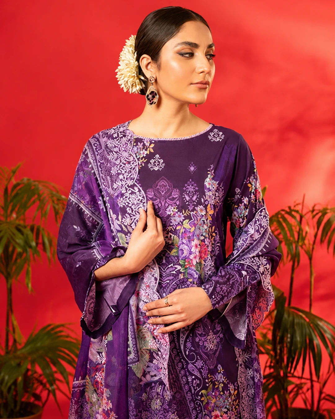 Imperial Grape Luxury Embroidered Lawn Three-Piece Suit