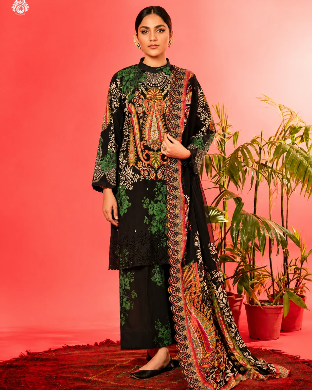 Midnight Noir Luxury Embroidered Lawn Three-Piece Suit