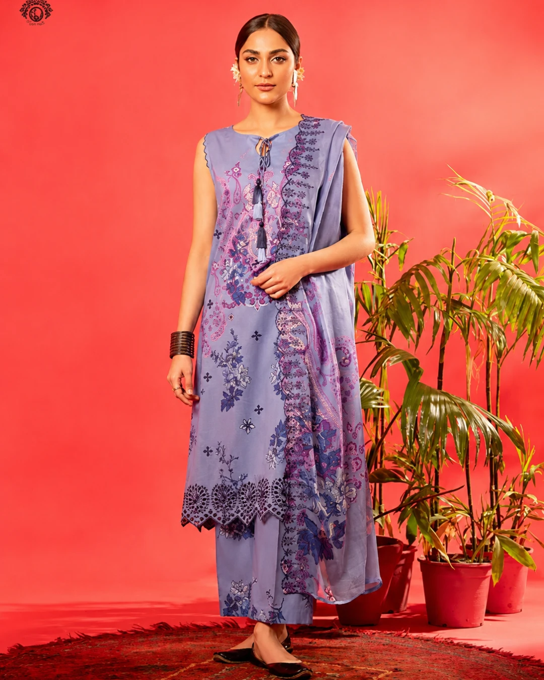 Lavender Breeze Luxury Embroidered Lawn Three-Piece Suit