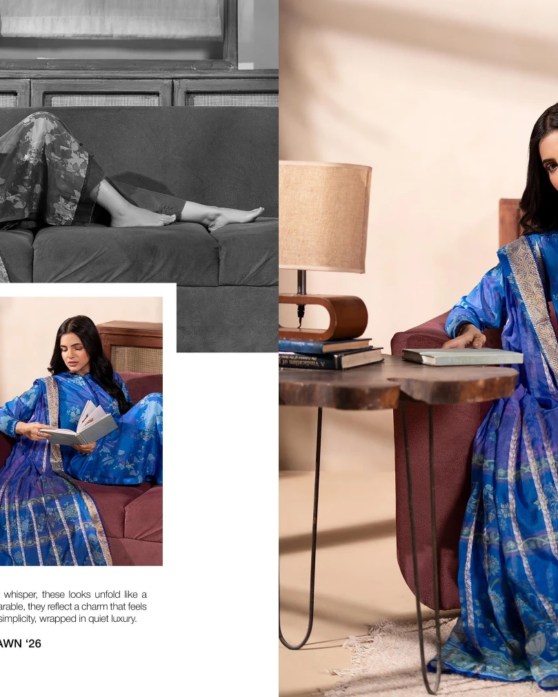 Ocean Whisper Luxury Embroidered Lawn Three-Piece Suit