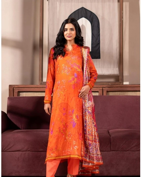 Amber Sunset Luxury Printed Lawn Three-Piece Suit