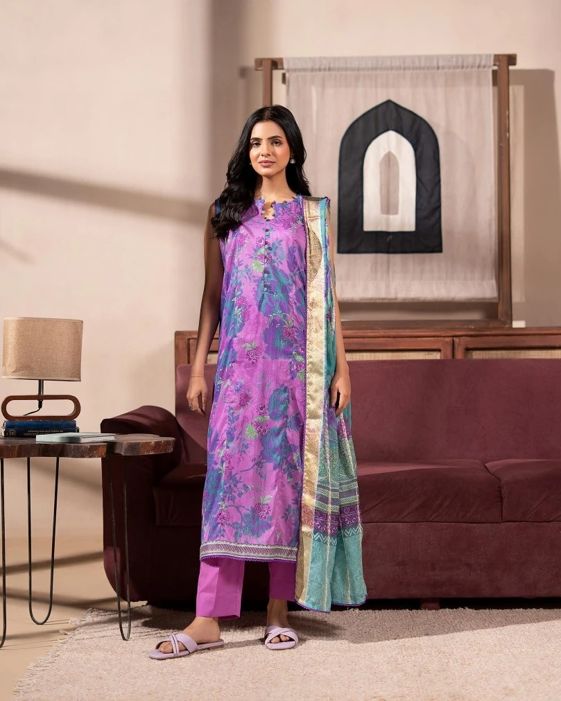 Amethyst Orchid Luxury Printed Lawn Three-Piece Suit