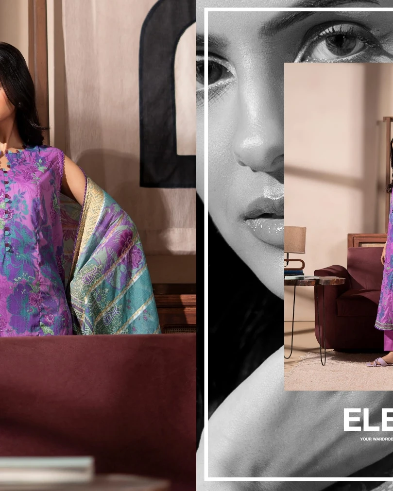 Amethyst Orchid Luxury Printed Lawn Three-Piece Suit