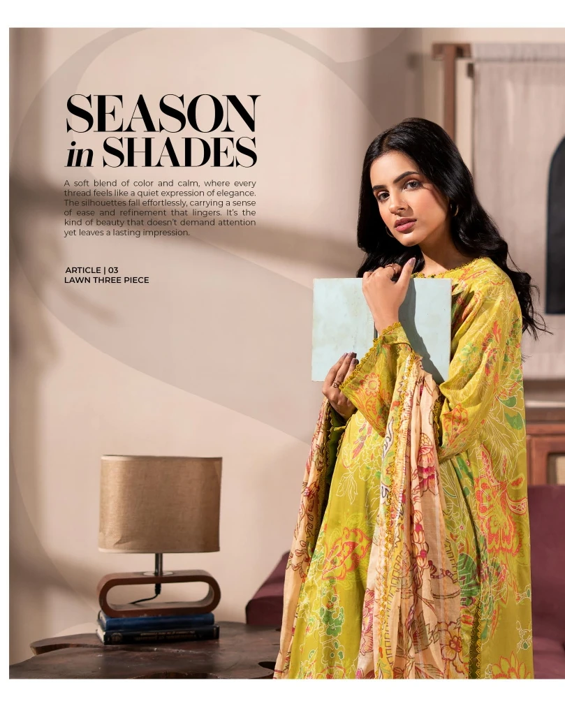 Olive Serenade Luxury Printed Lawn Three-Piece Suit