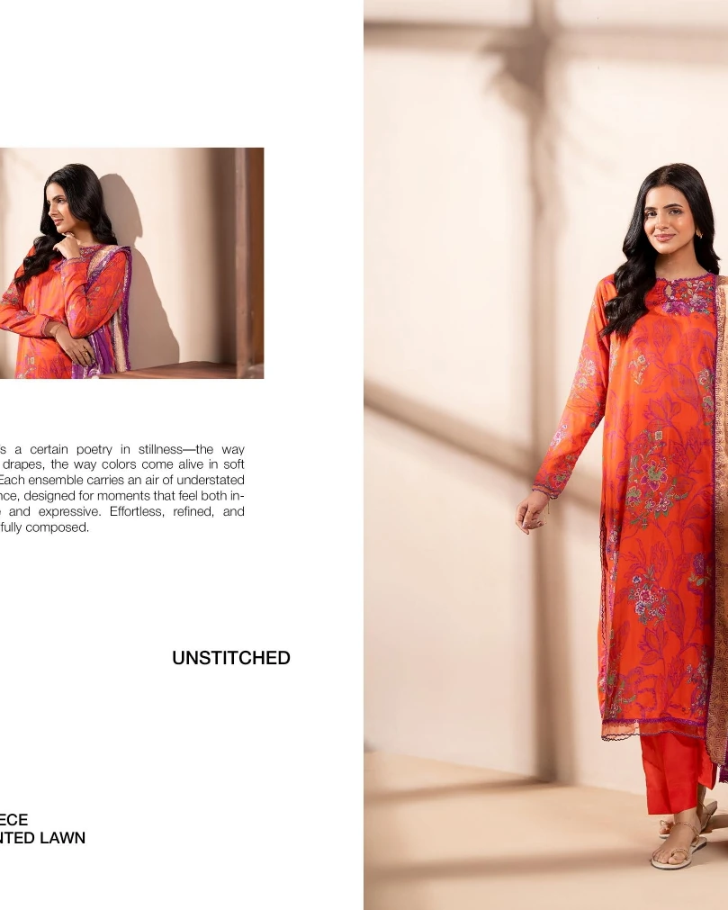 Rust Poetry Luxury Printed Lawn Three-Piece Suit